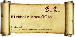 Birkholz Karméla névjegykártya